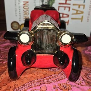 Vintage Ceramic Early 1900's Inspired Hot-Rod Model Decoration With Red Glaze